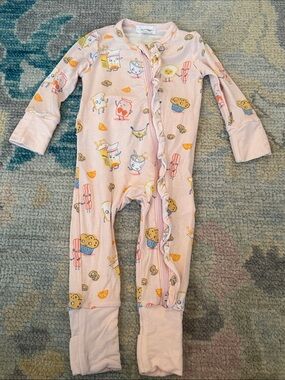 Angel Dear Pink Breakfast Friends Ruffle Footed One-Piece